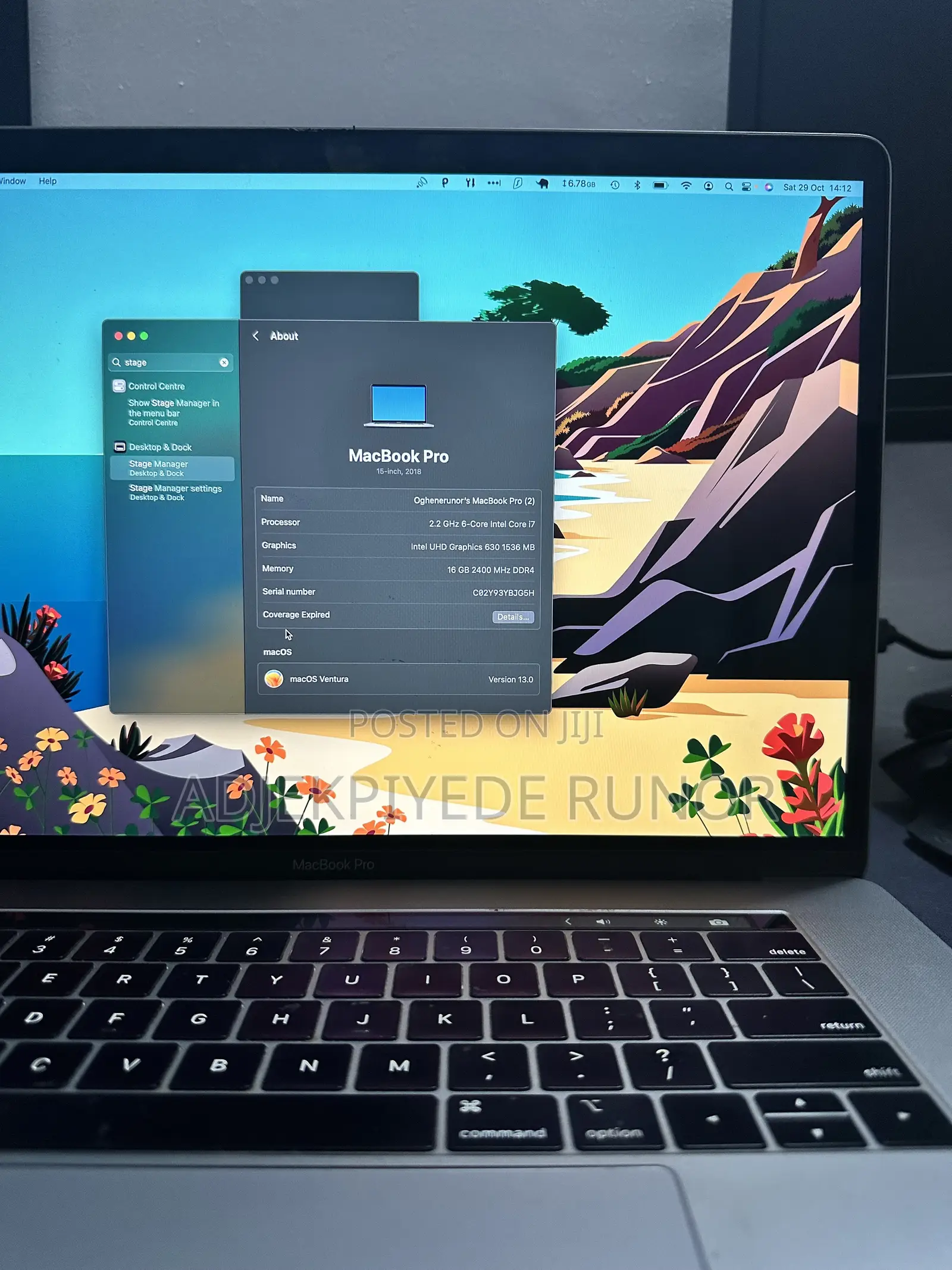 Laptop Apple MacBook Pro 2019 16GB Intel Core i5 SSD 256GB