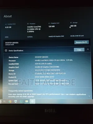Laptop Dell Latitude 5300 8GB Intel Core i5 HDD 500GB
