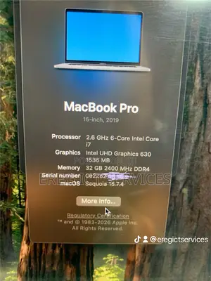 Laptop Apple MacBook Pro 2019 32GB Intel Core i7 SSD 512GB