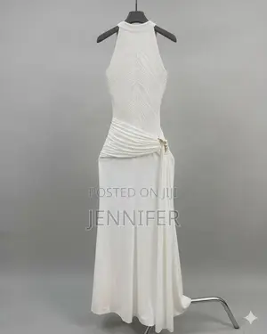 Pleated Halter Neck Maxi Dress