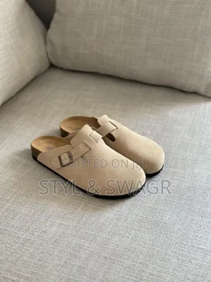 Off White Suede Clogs