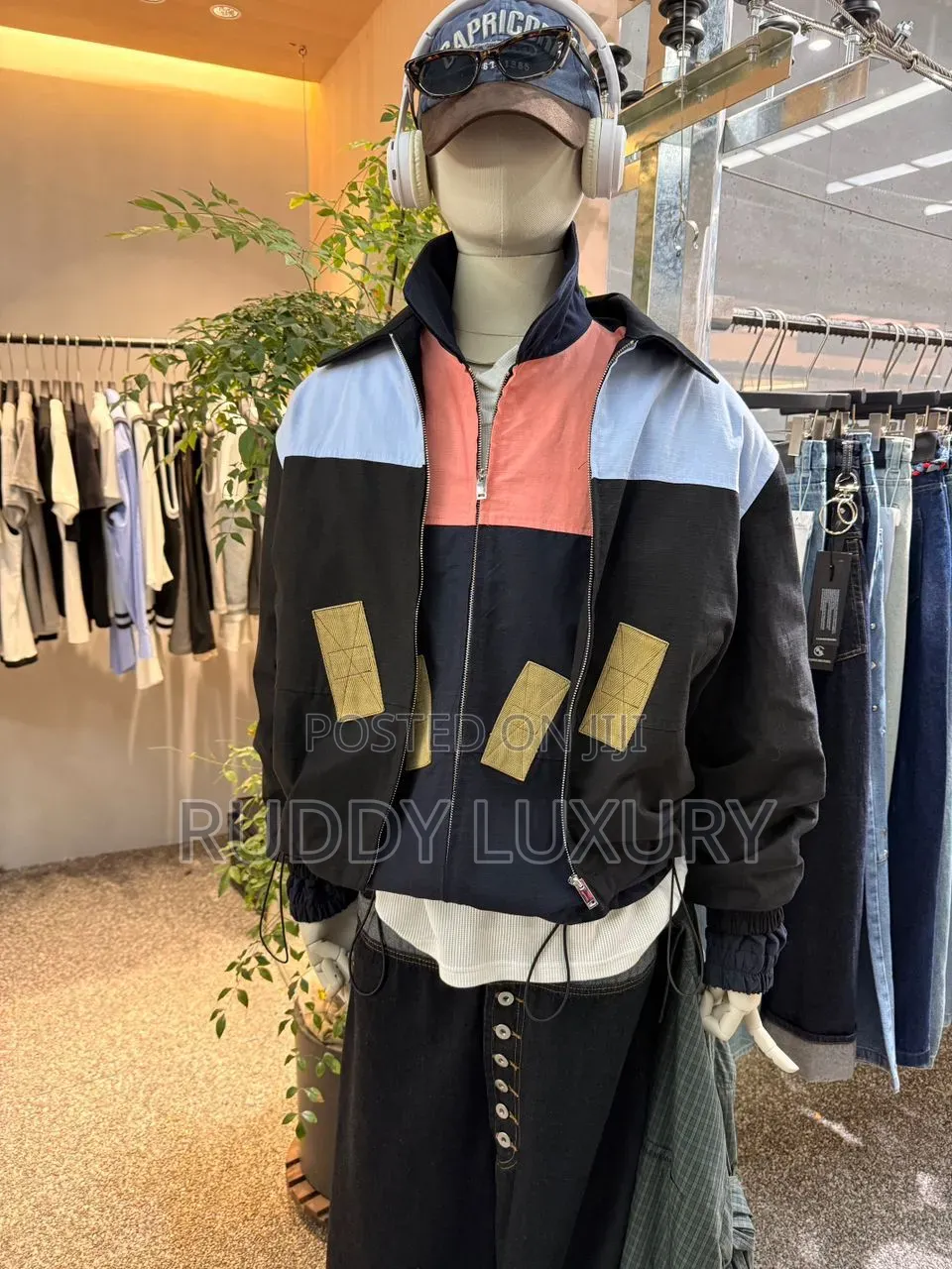 Luxury Color Block Zip-Up Jacket