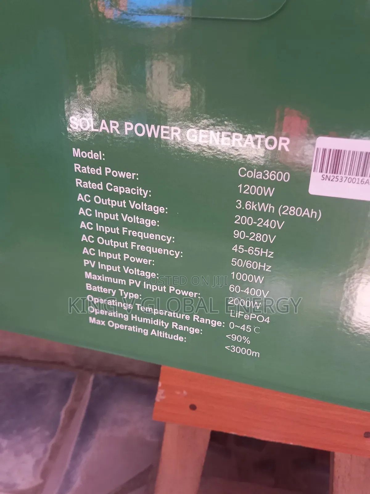 Colar Solar 3600 Solar Power Generator