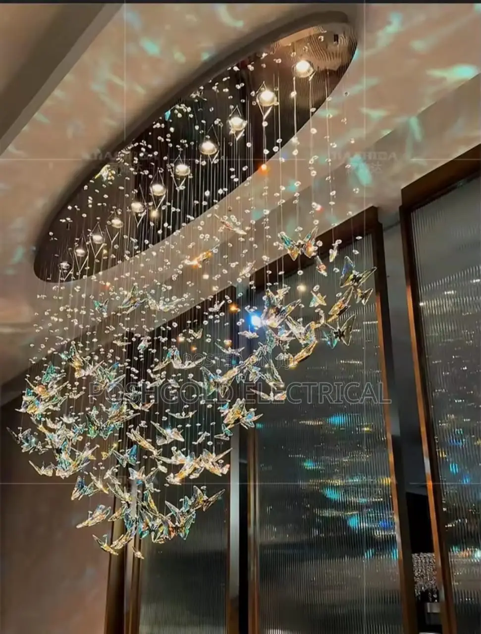 Spiral Butterfly Rain Crystal Chandelier