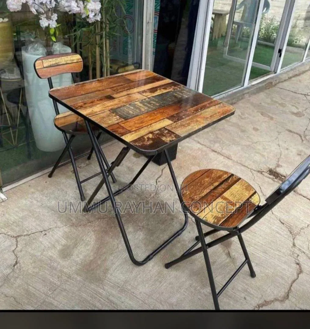 Foldable Marble Dining Set (Table and 2 Chairs)