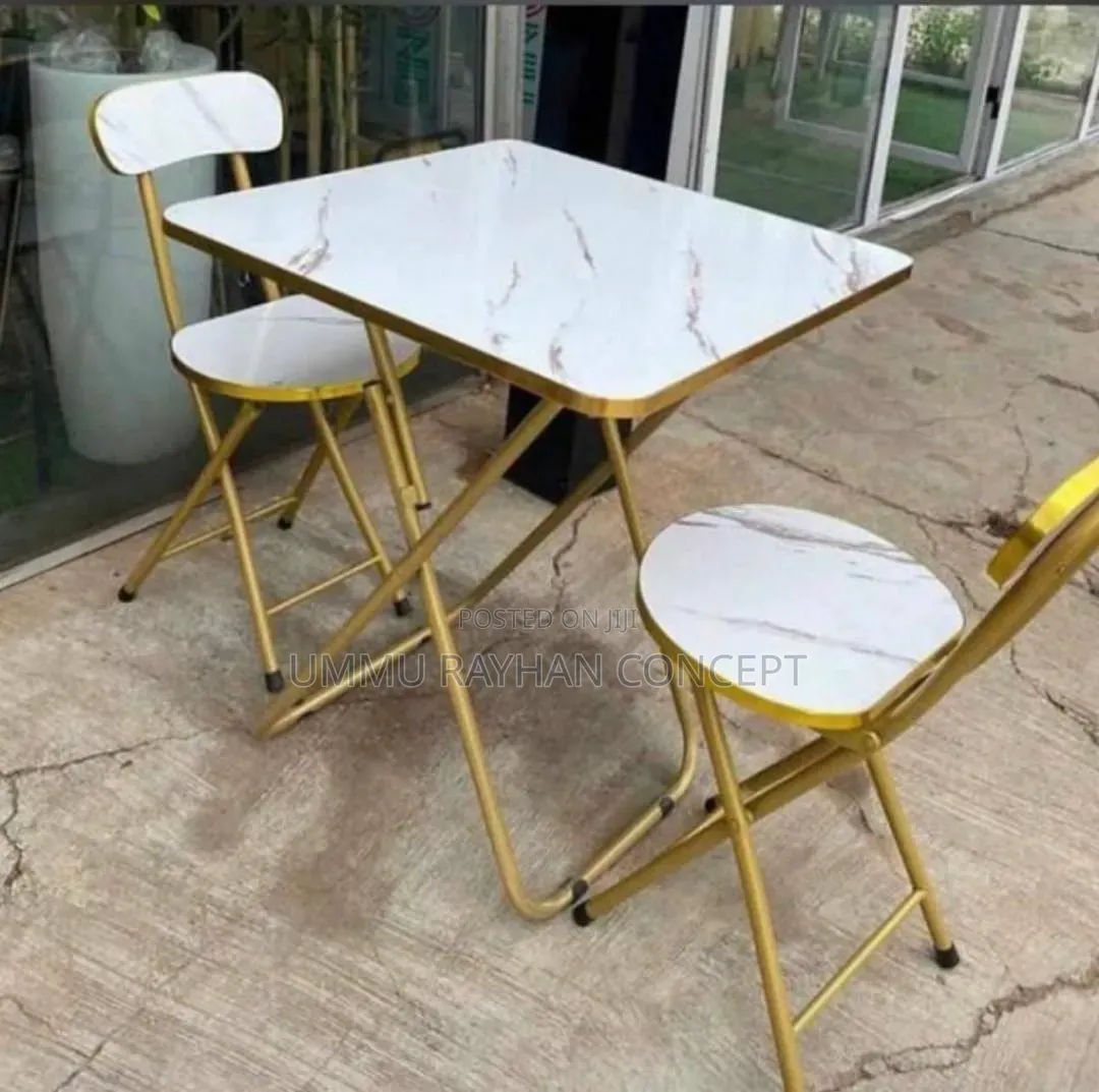 Foldable Marble Dining Set (Table and 2 Chairs)