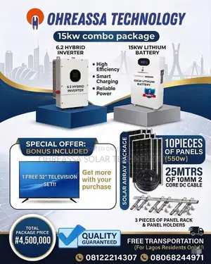 15kw Lithium Battery 6.2kva Inverter Complete Solar Combo Setup