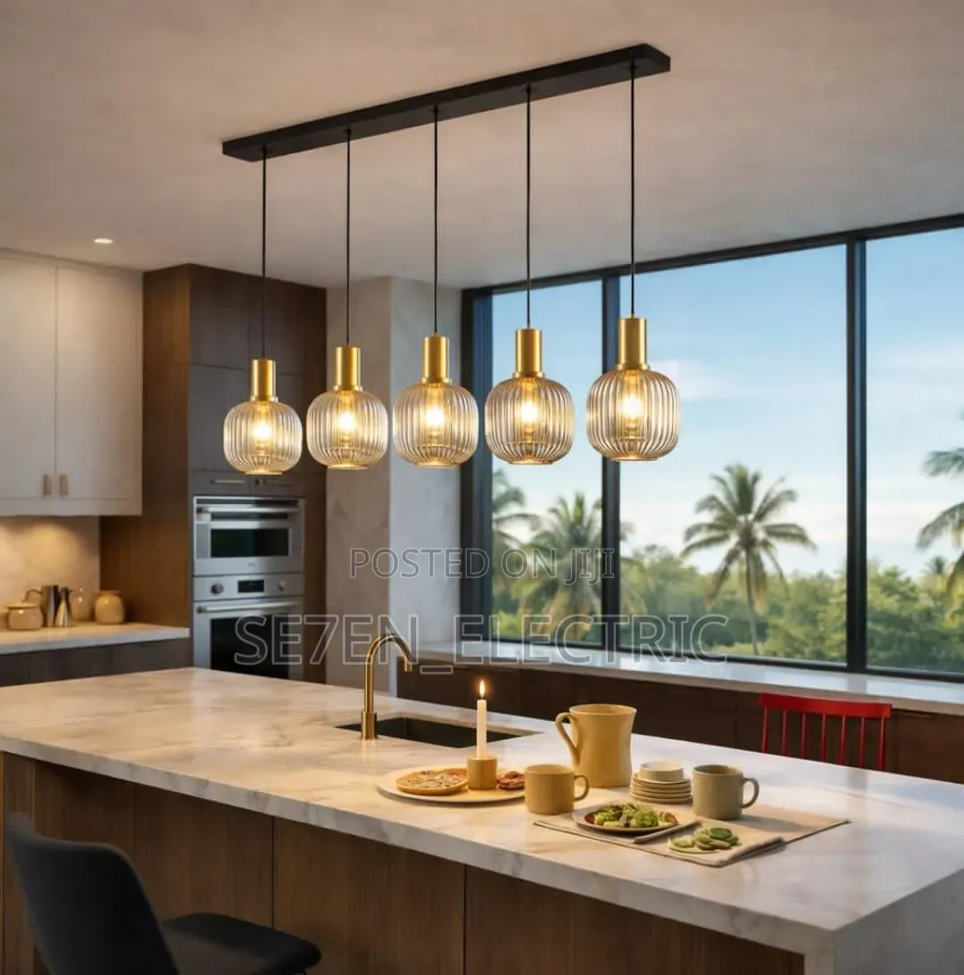 Gold Amber 5in1 Dropping Glass Pendant Light