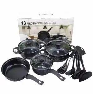 Regina 13-Piece Non-Stick Cookware Set in Black
