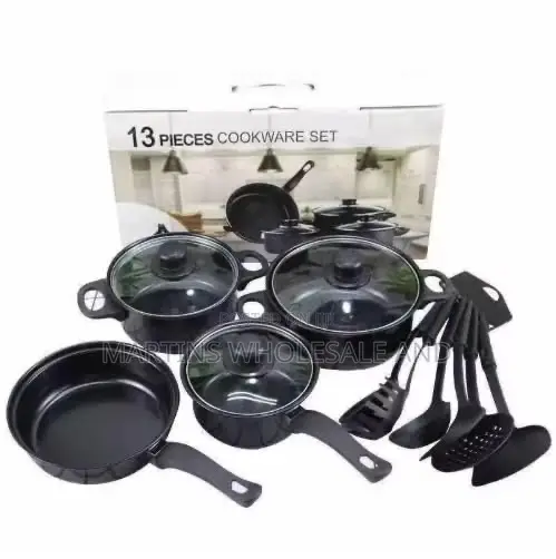 Regina 13-Piece Non-Stick Cookware Set in Black