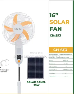 16" Solar Rechargeable Fan