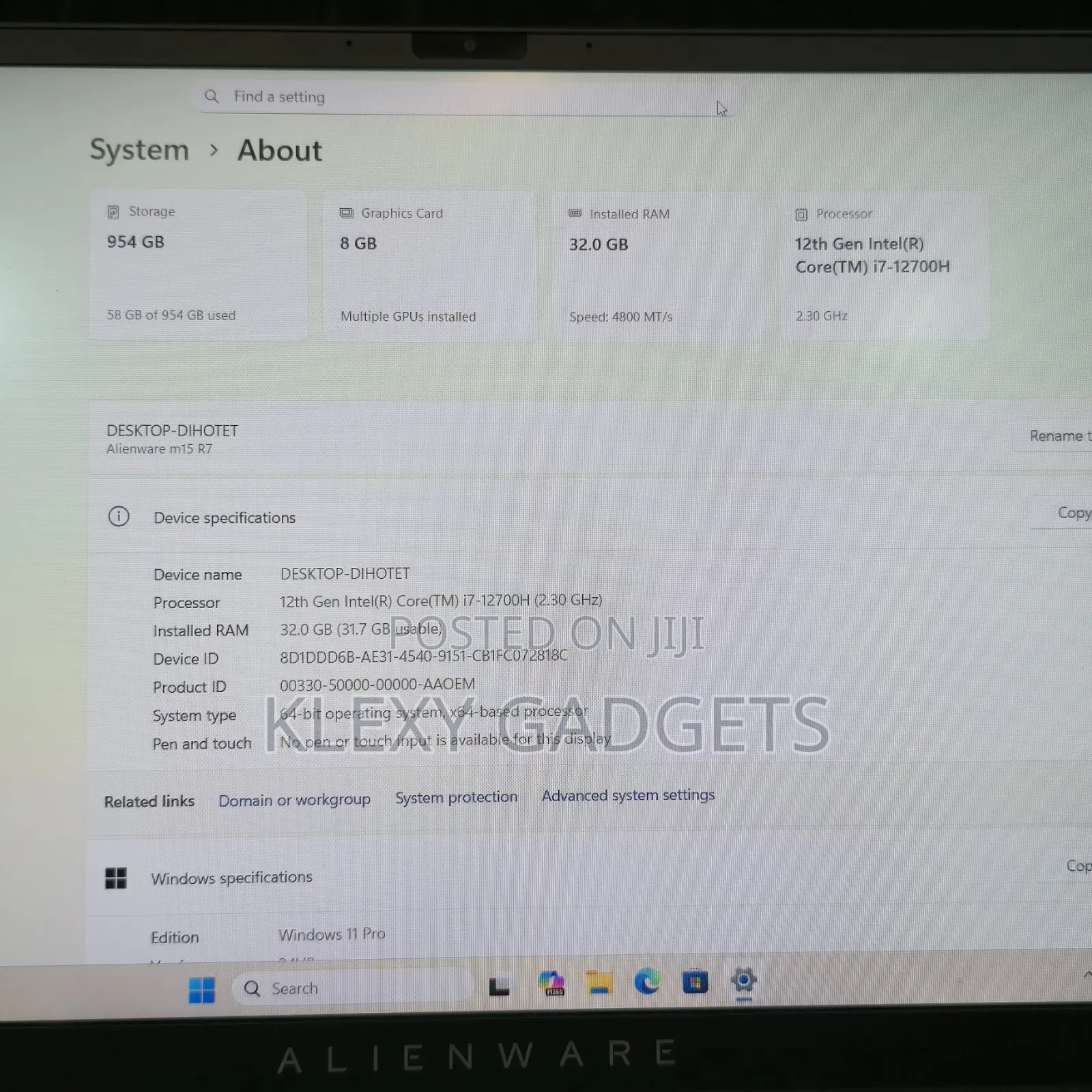 Laptop Alienware M15 R7 32GB Intel Core i7 SSD 1T