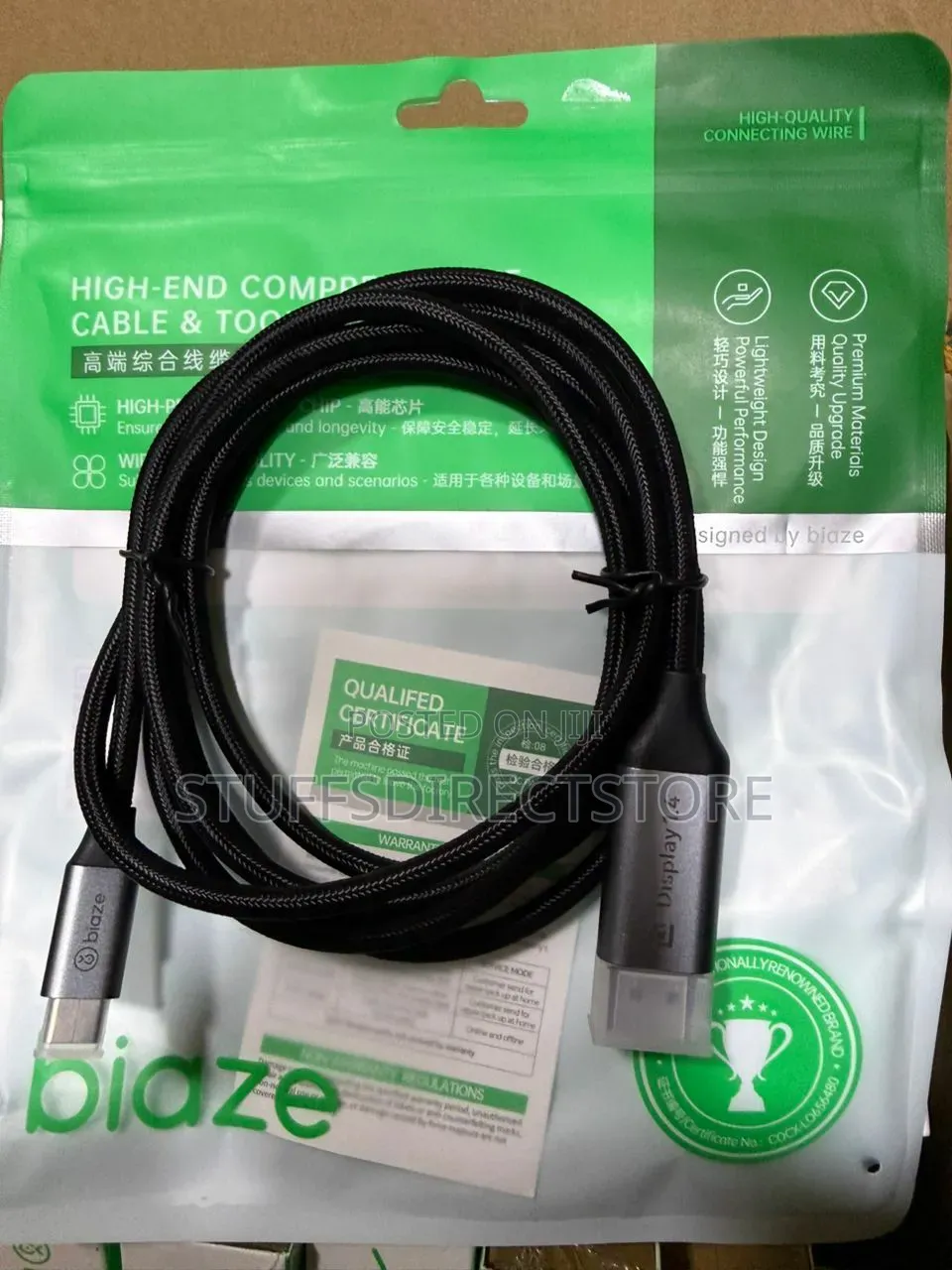 Blaze Usb Type C to Displayport 1.4 Dual Transceiver 8k60hz 1.8m Cable