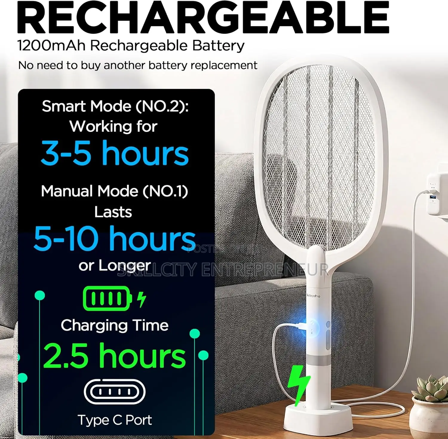Rechargeable Battery Handheld Electric Fly Swatter