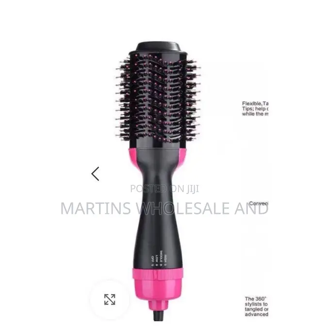 3-in-1 Hot Air Brush Styling Tool in Black and Pink