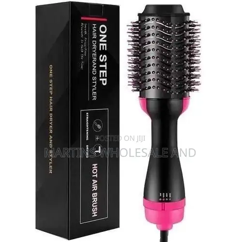 3-in-1 Hot Air Brush Styling Tool in Black and Pink