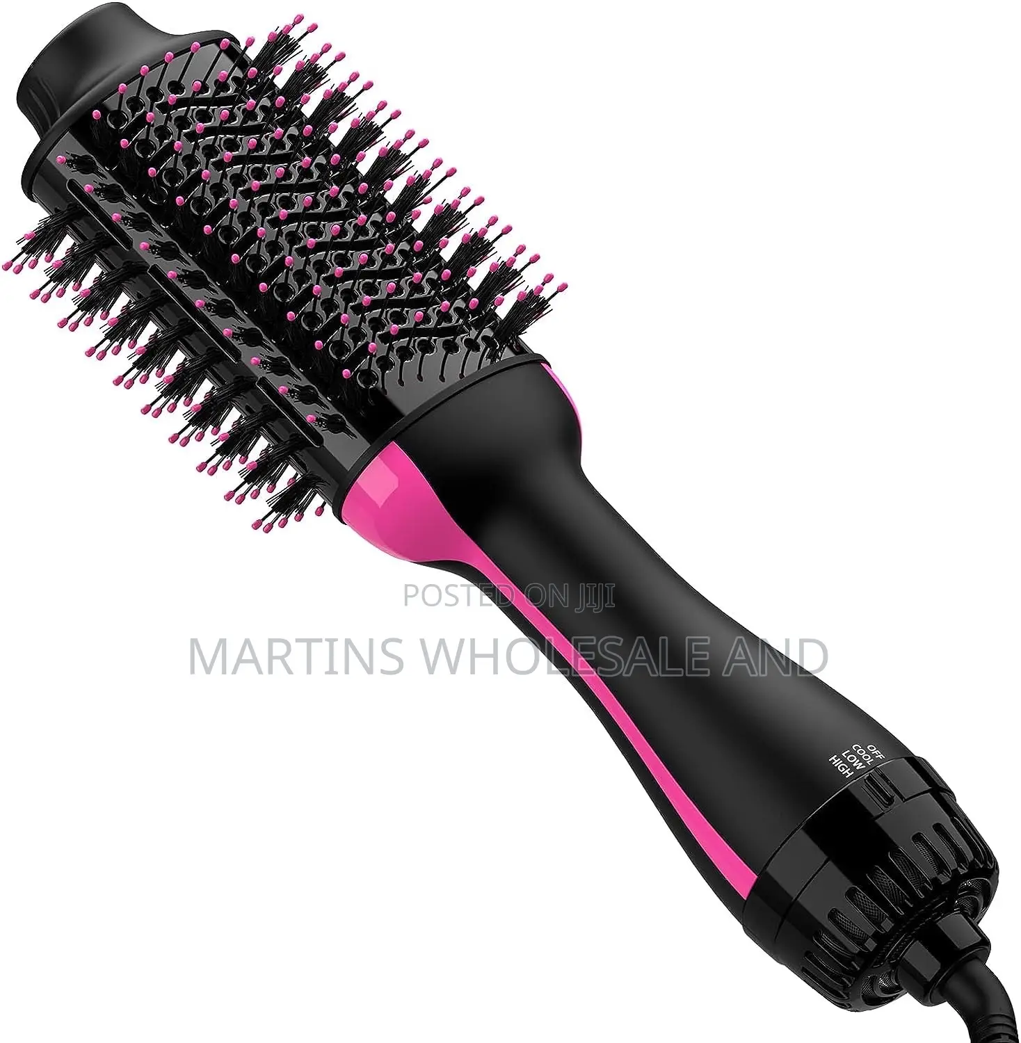 3-in-1 Hot Air Brush Styling Tool in Black and Pink