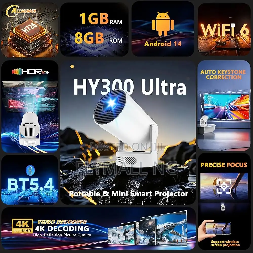 Hy300 Pro Max Smart Rechargeable Android Projectors