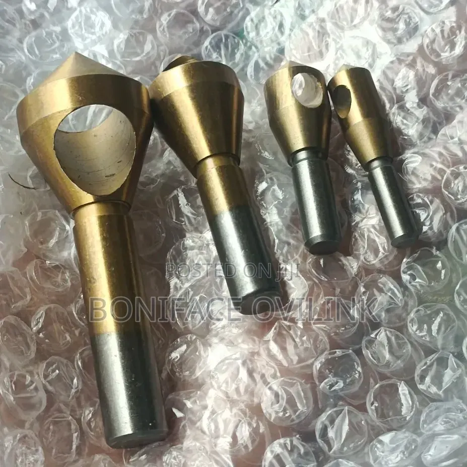 4 PCS 90 Degree Titanium Countersink Deburring Drill Bit Set With Hole