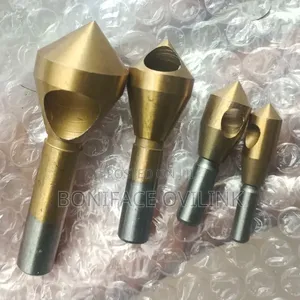 4 PCS 90 Degree Titanium Countersink Deburring Drill Bit Set With Hole