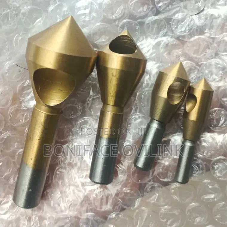 4 PCS 90 Degree Titanium Countersink Deburring Drill Bit Set With Hole