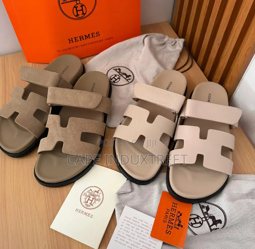 Luxury Double Strap Hermis Slides – Neutral Edition