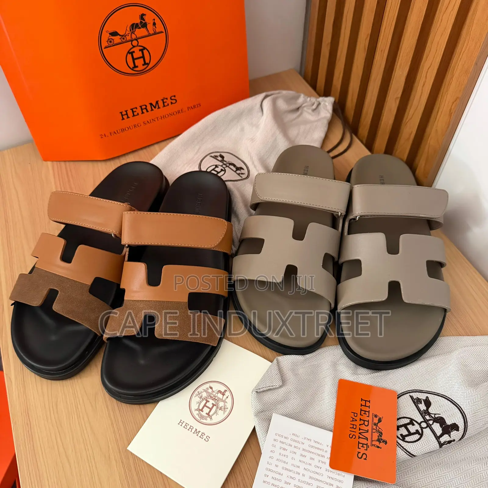 Luxury Double Strap Hermis Slides – Neutral Edition