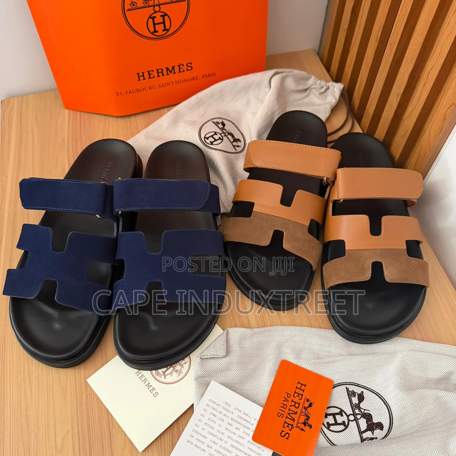 Luxury Double Strap Hermis Slides – Neutral Edition