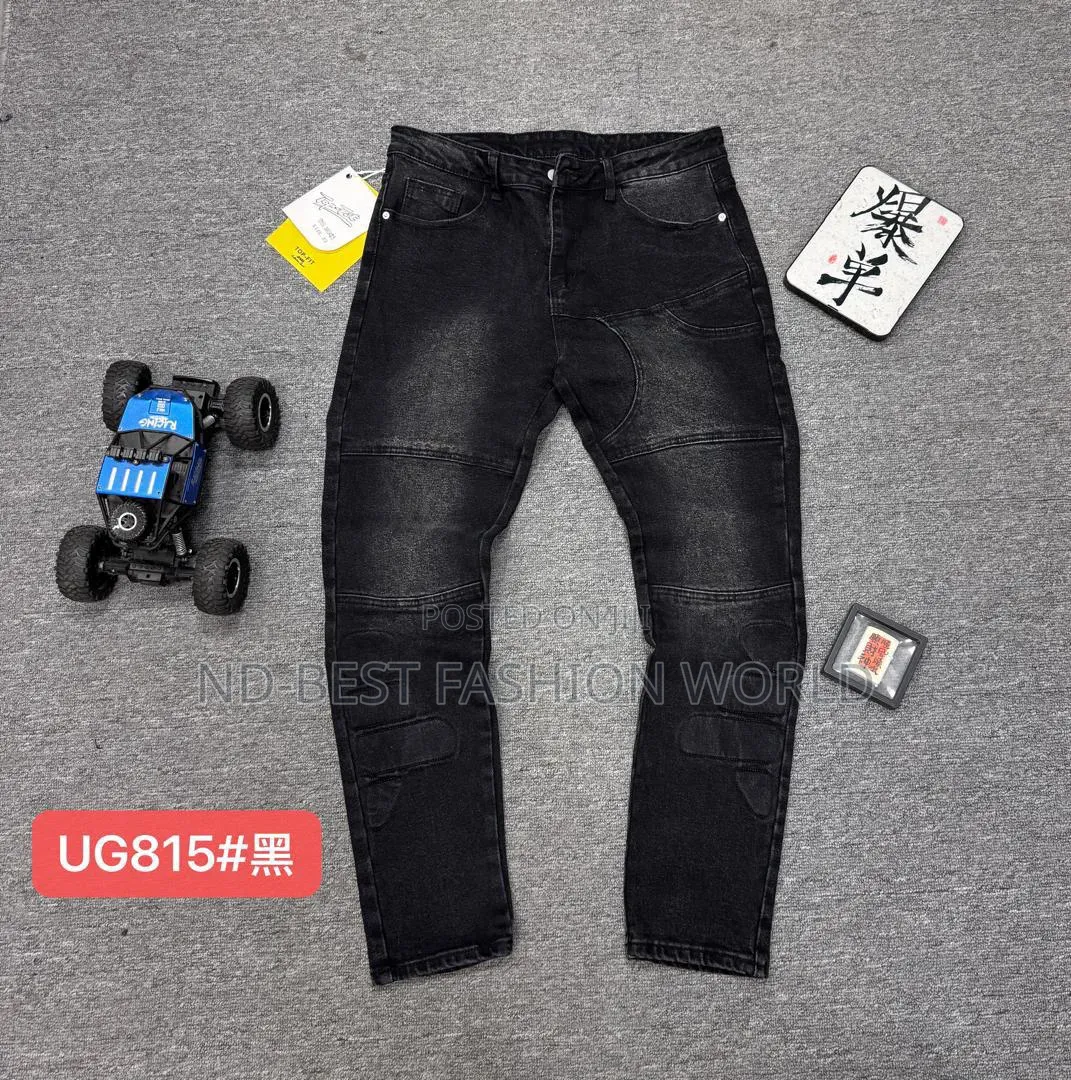 Stone Black Leather Jeans