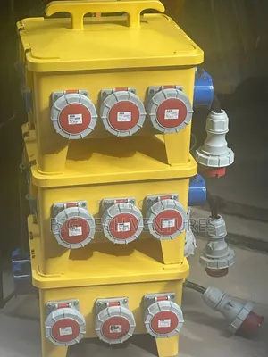 Portable Industrial Power Distribution Board Featuring Yellow