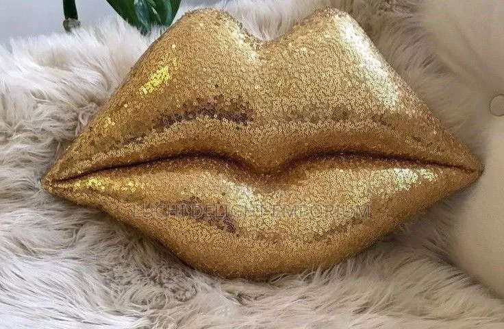 Hot Sequins Lip Throw Pillows
