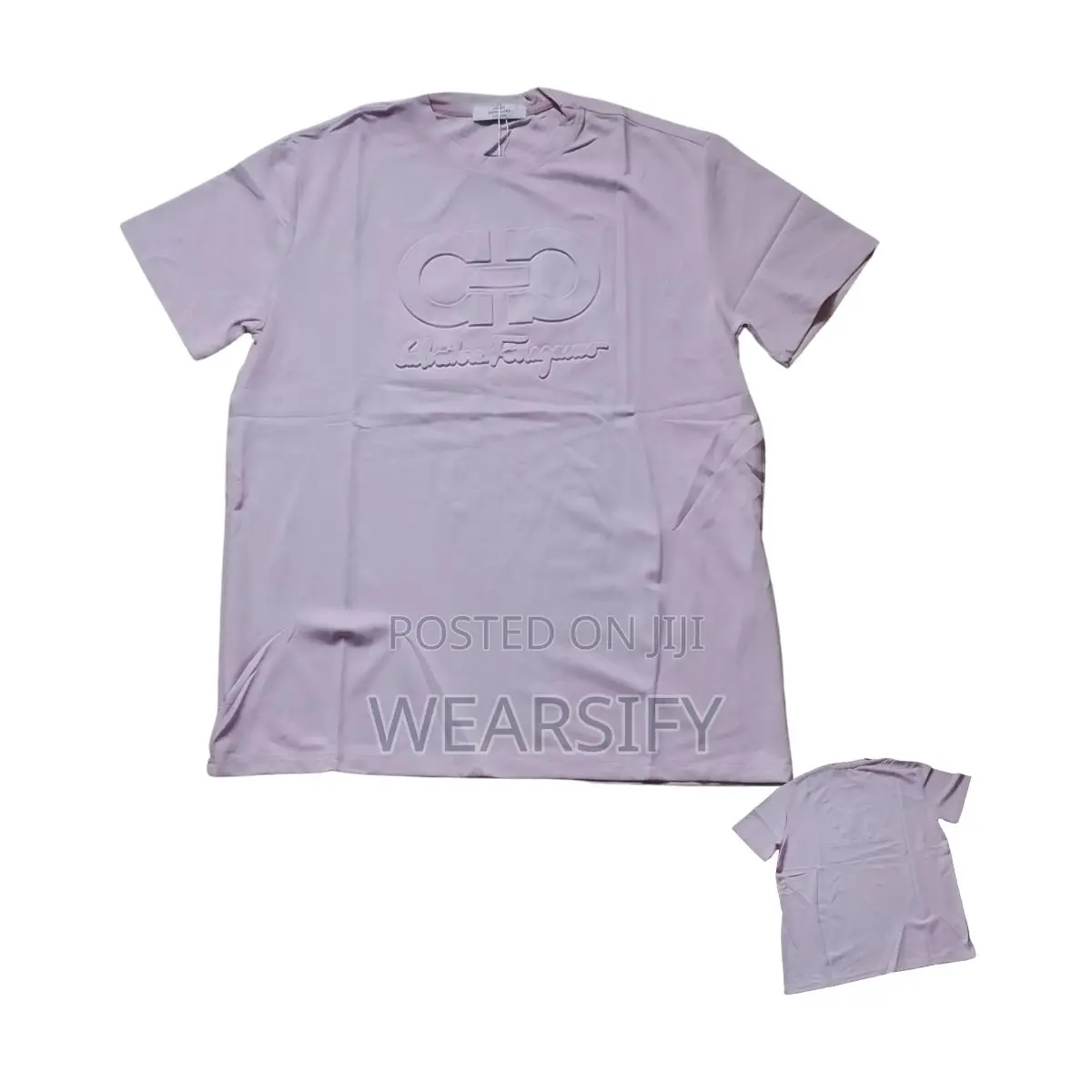 Stretchy Round Neck T-Shirt With Embossed “Cp” Script – Lavender