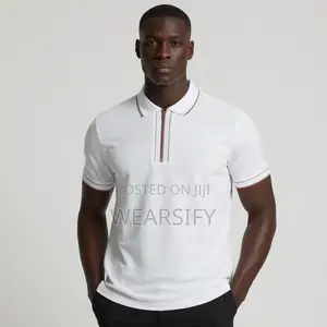 Classic White Short Sleeve Zip Polo Shirt – Casual Polo