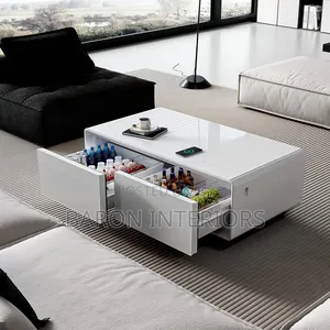 Smart White Center Table It Has Bluetooth, Wireless Charger Etc.