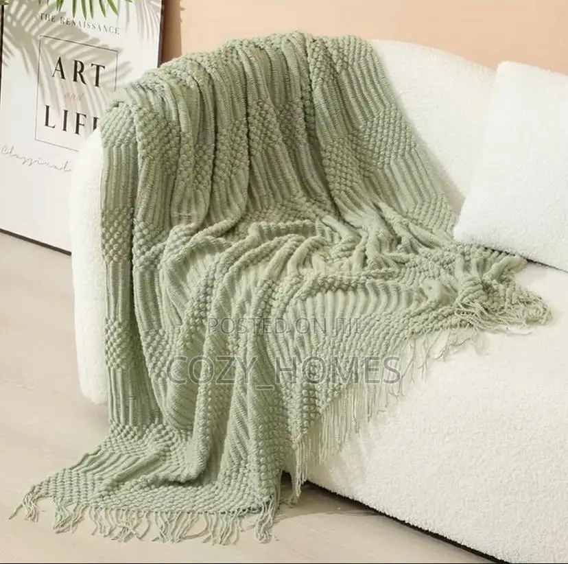 Luxury Patterned Throw Blanket – Sofa Bed Blanket With Tassels