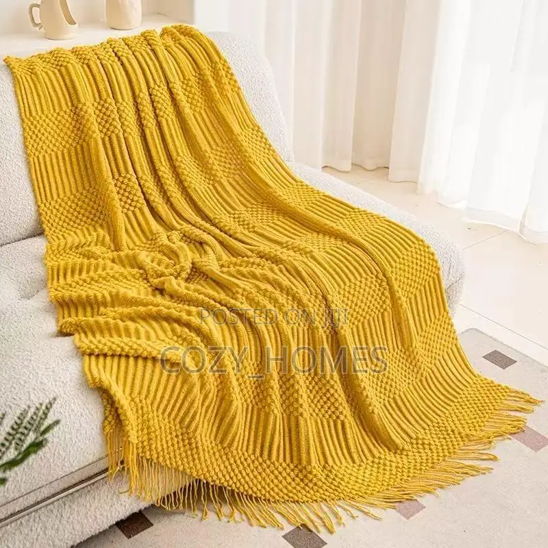 Luxury Patterned Throw Blanket – Sofa Bed Blanket With Tassels
