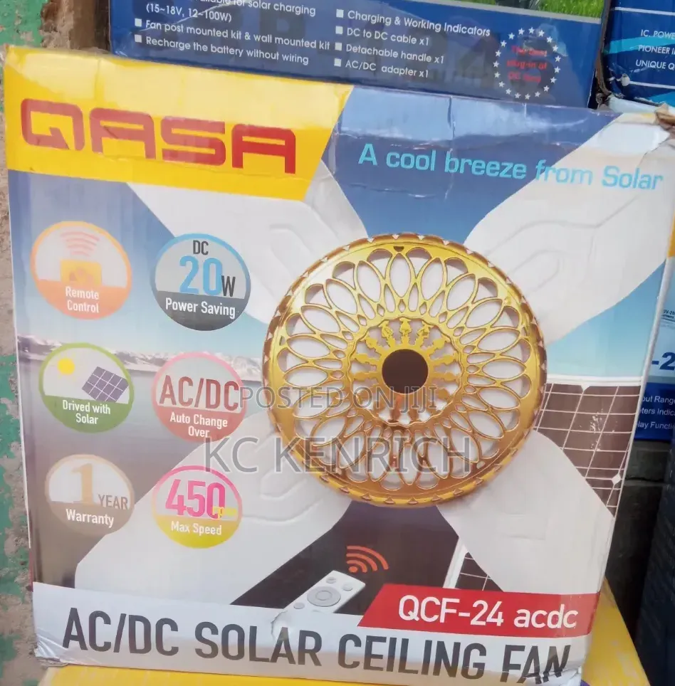 Qasa Solar Ceiling Fan With Remote