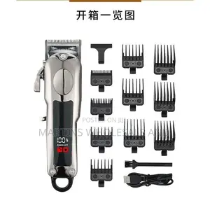 Professional Rechargeable Hair Clipper Set Featuring A Digital Battery