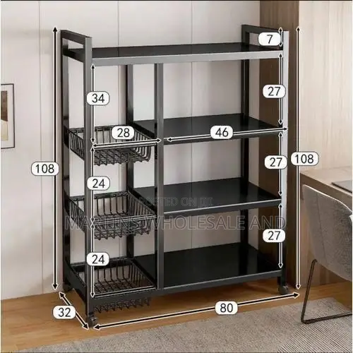 Branded Multipurpose Kitchen Storage Rack With 4-Tier Removable Wire