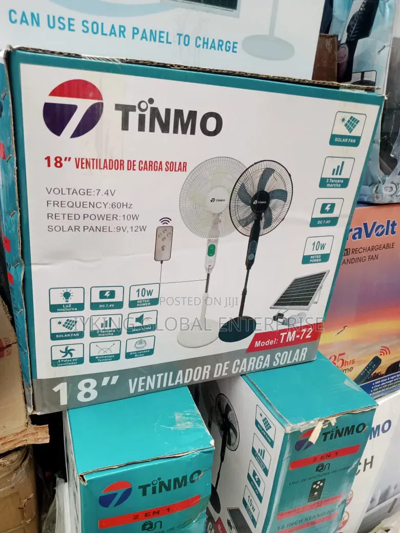 Tinmo 18" Rechargeable Solar Fan With Remote Panel