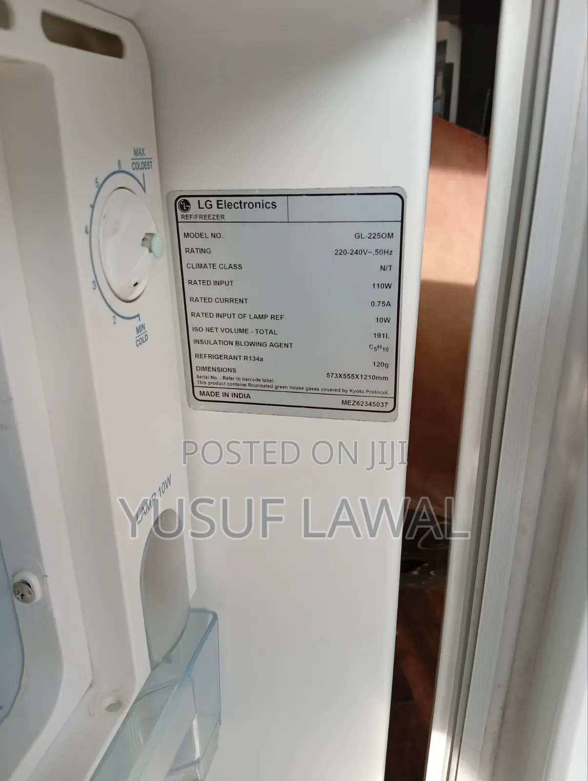 Single Door Lg Electronics Refrigerator, Freezer 191 Litres.