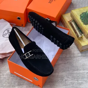 Mens Hermes Drivers Leather and Suede Loafes