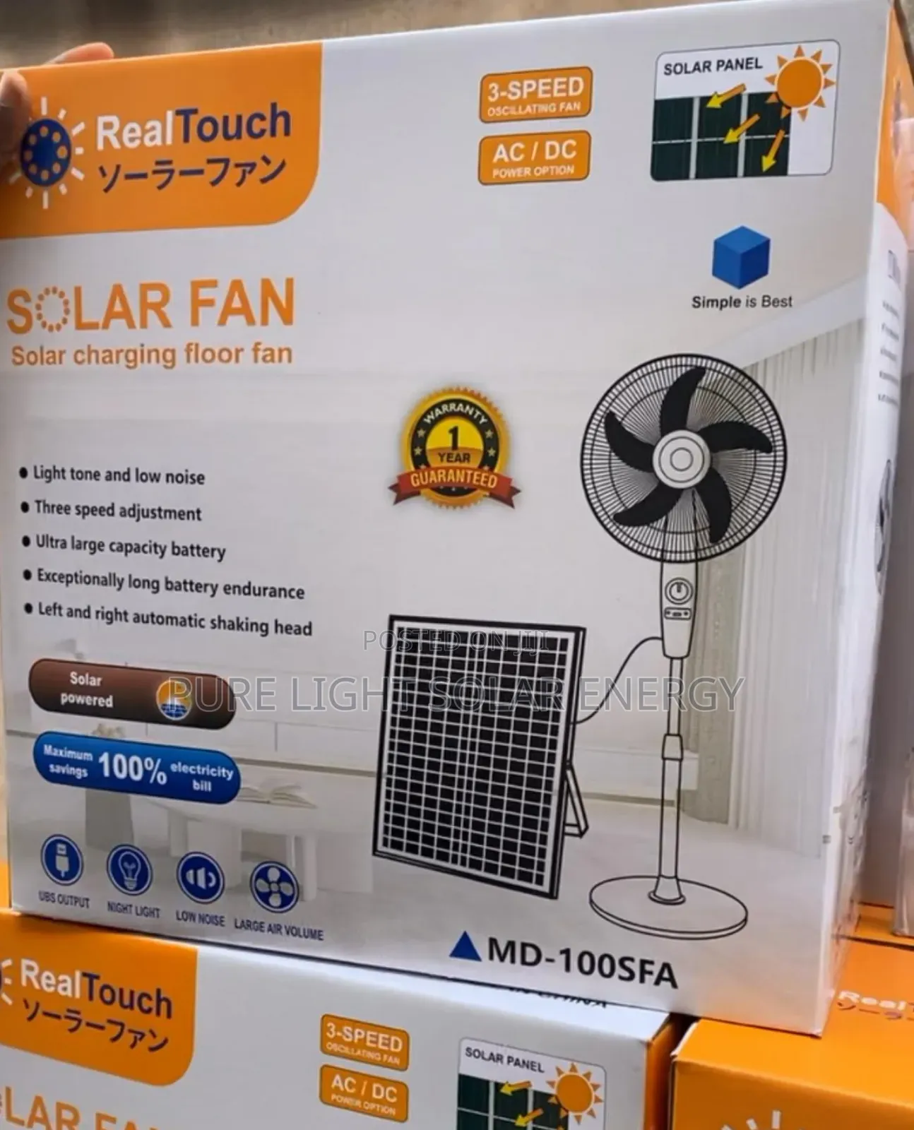 3 Speed Ac/Dc Solar Fan With Panel