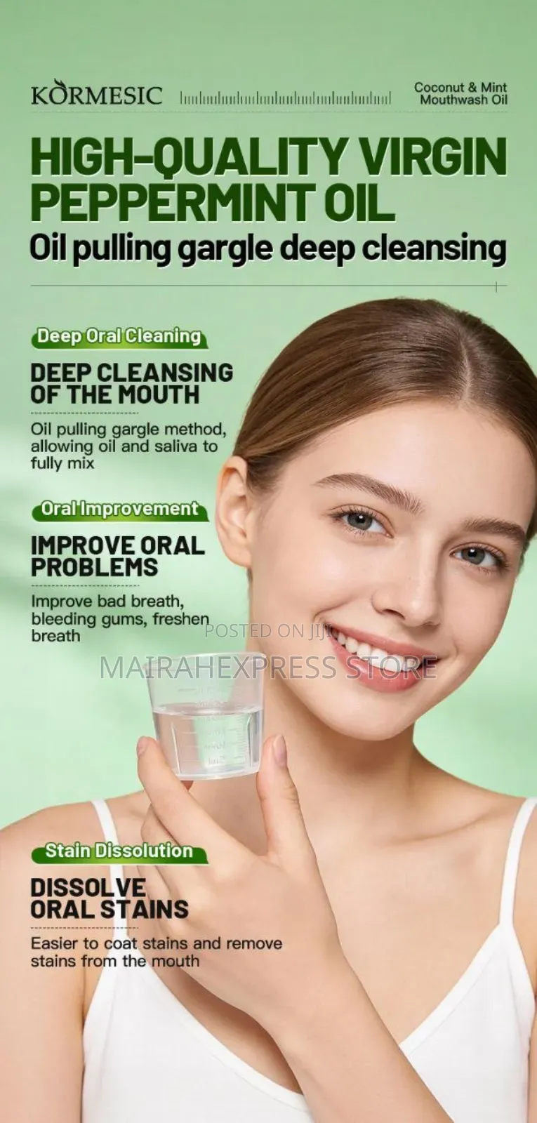 Mint Oil-Pulling Whitening Mouthwash Oil 315ml.
