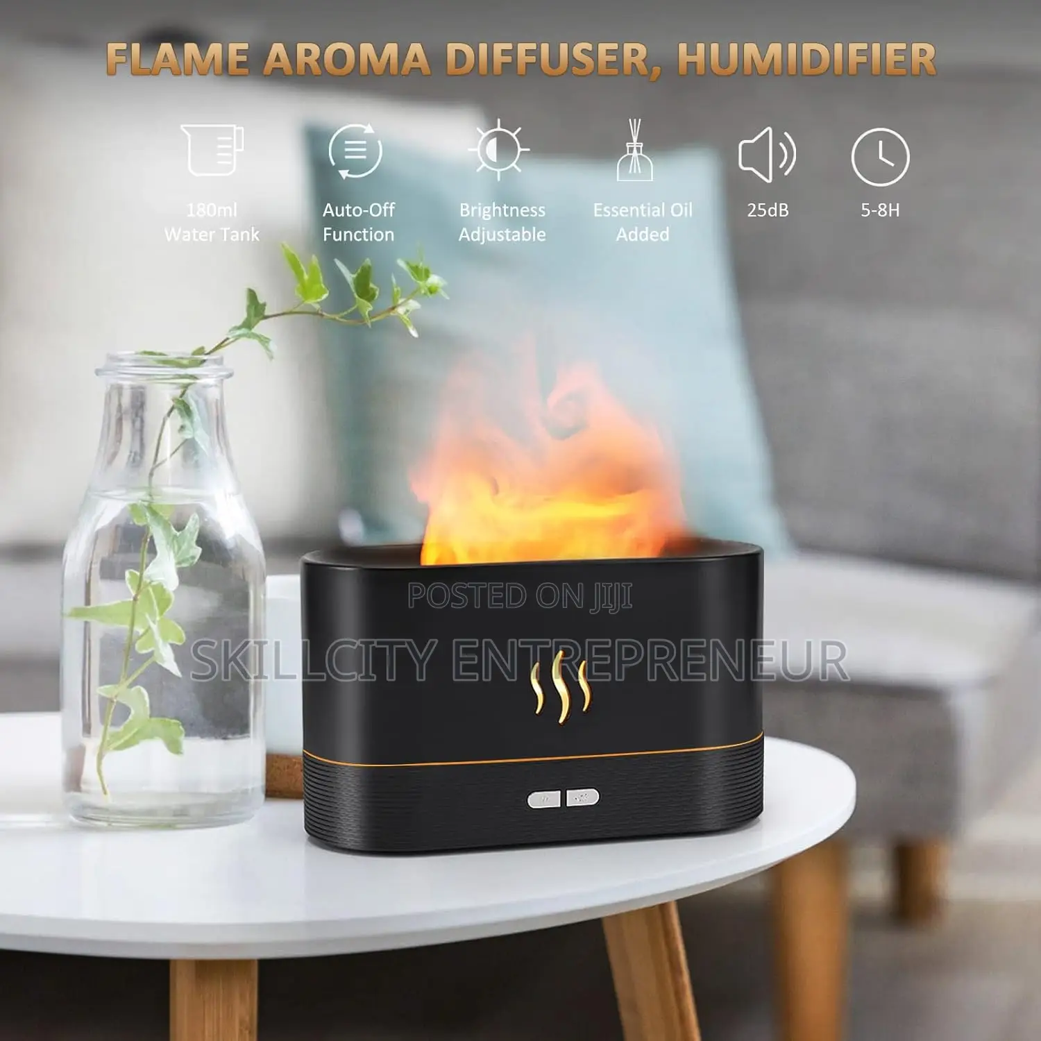 7 Flame Colors Noiseless Essential Oil Diffuser