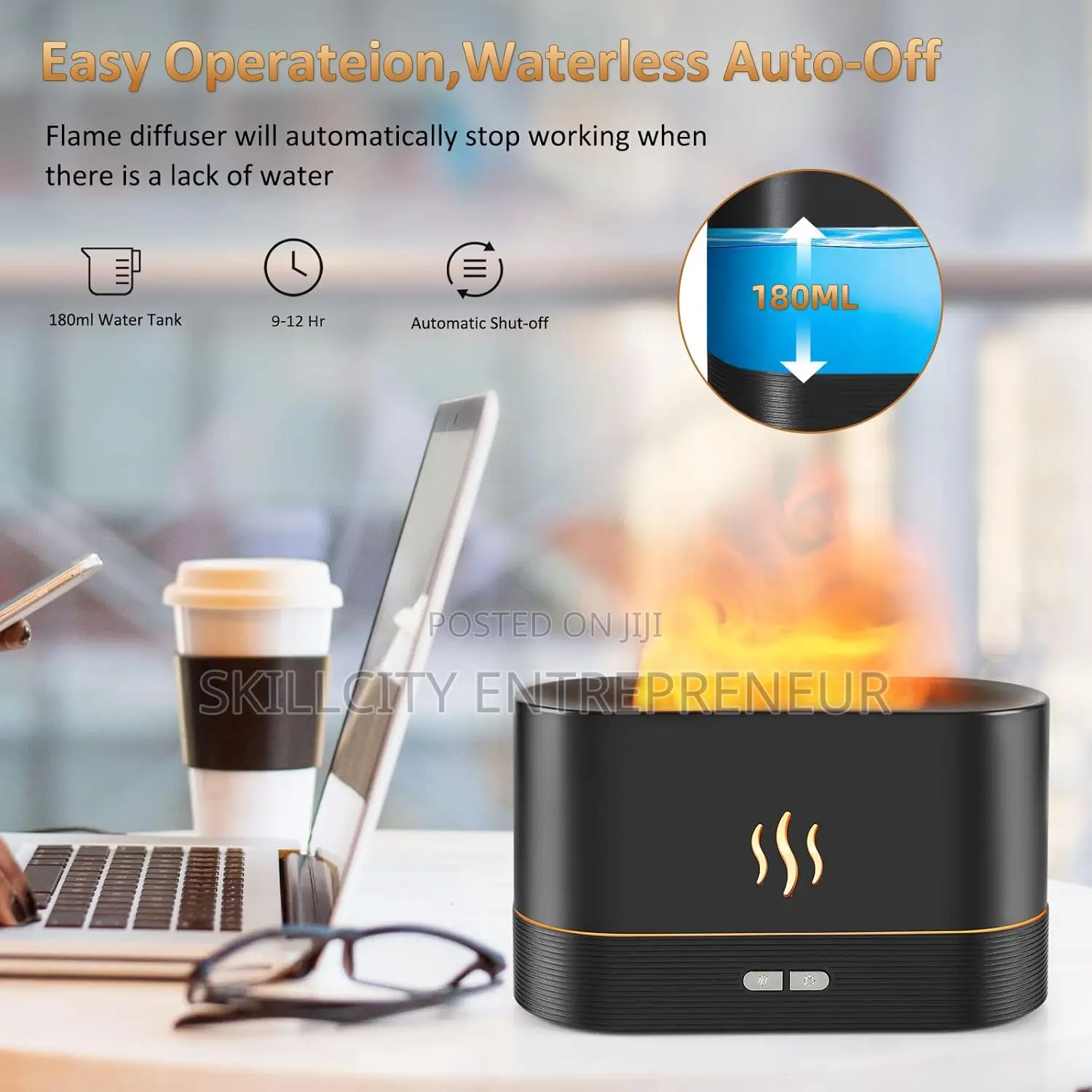 7 Flame Colors Noiseless Essential Oil Diffuser