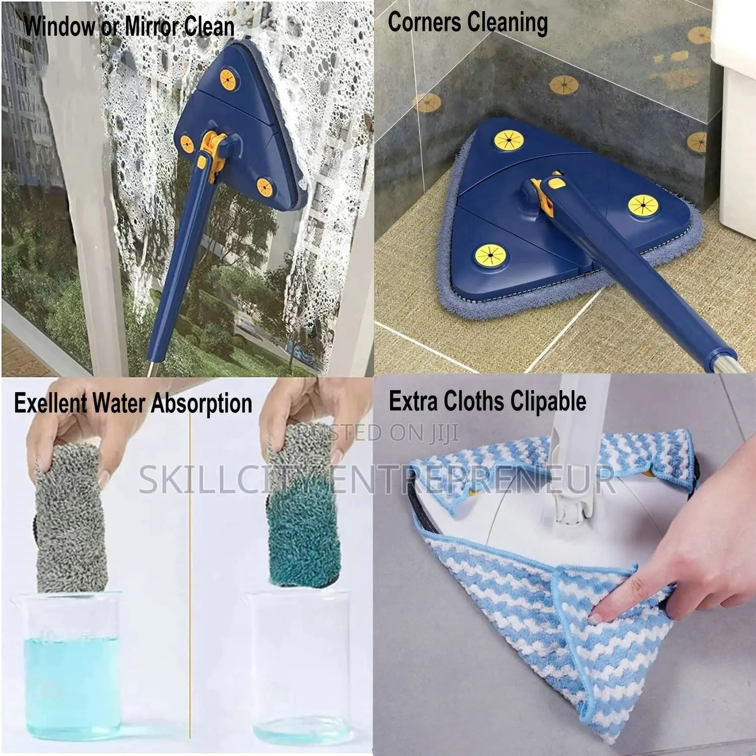 Microfiber Triangular Twist Water Mop