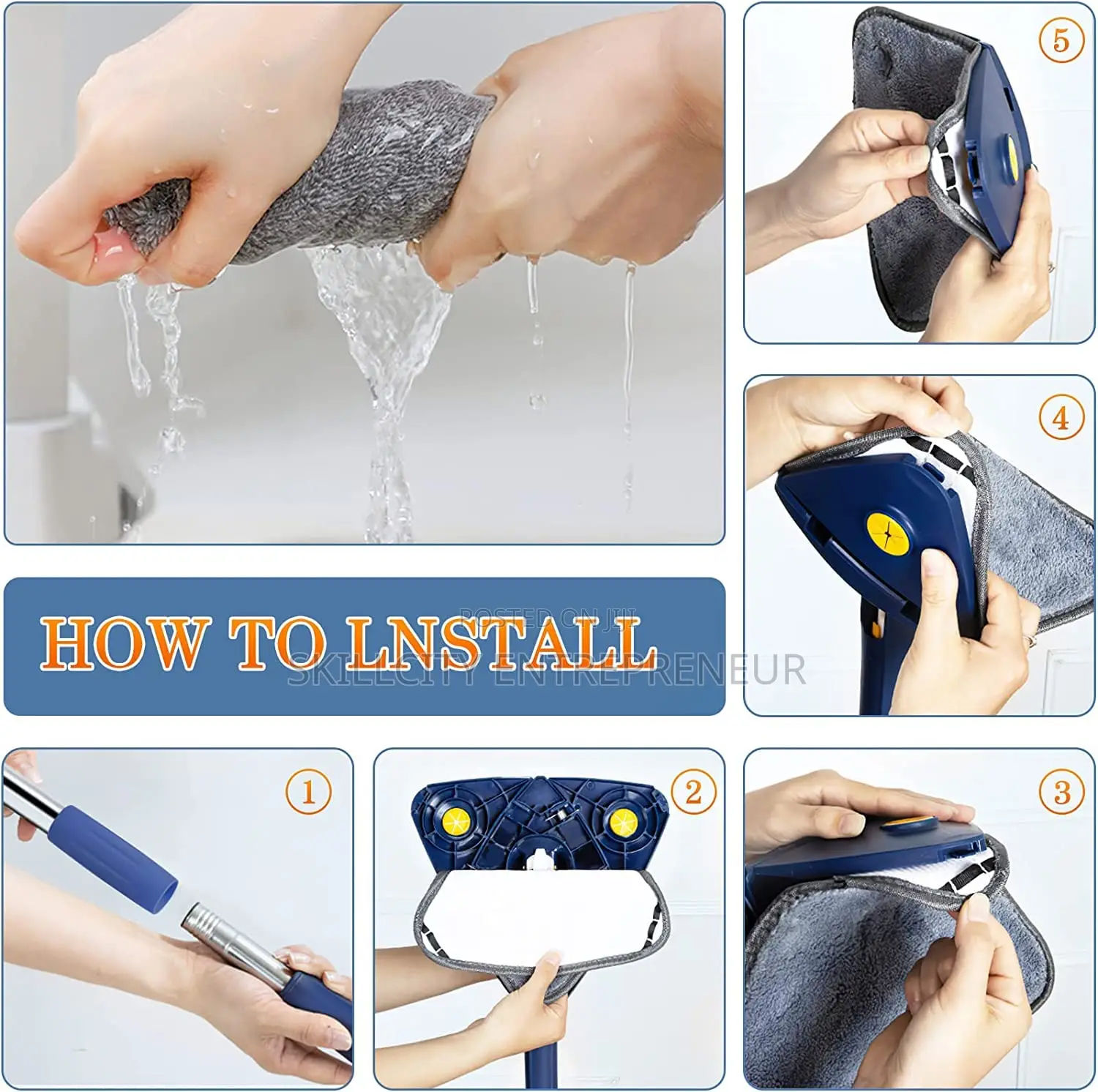 Microfiber Triangular Twist Water Mop