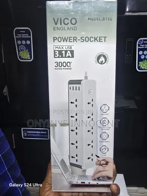 Vico England D15u Heavy Duty Power Extension Socket - 3000w 10 Socket