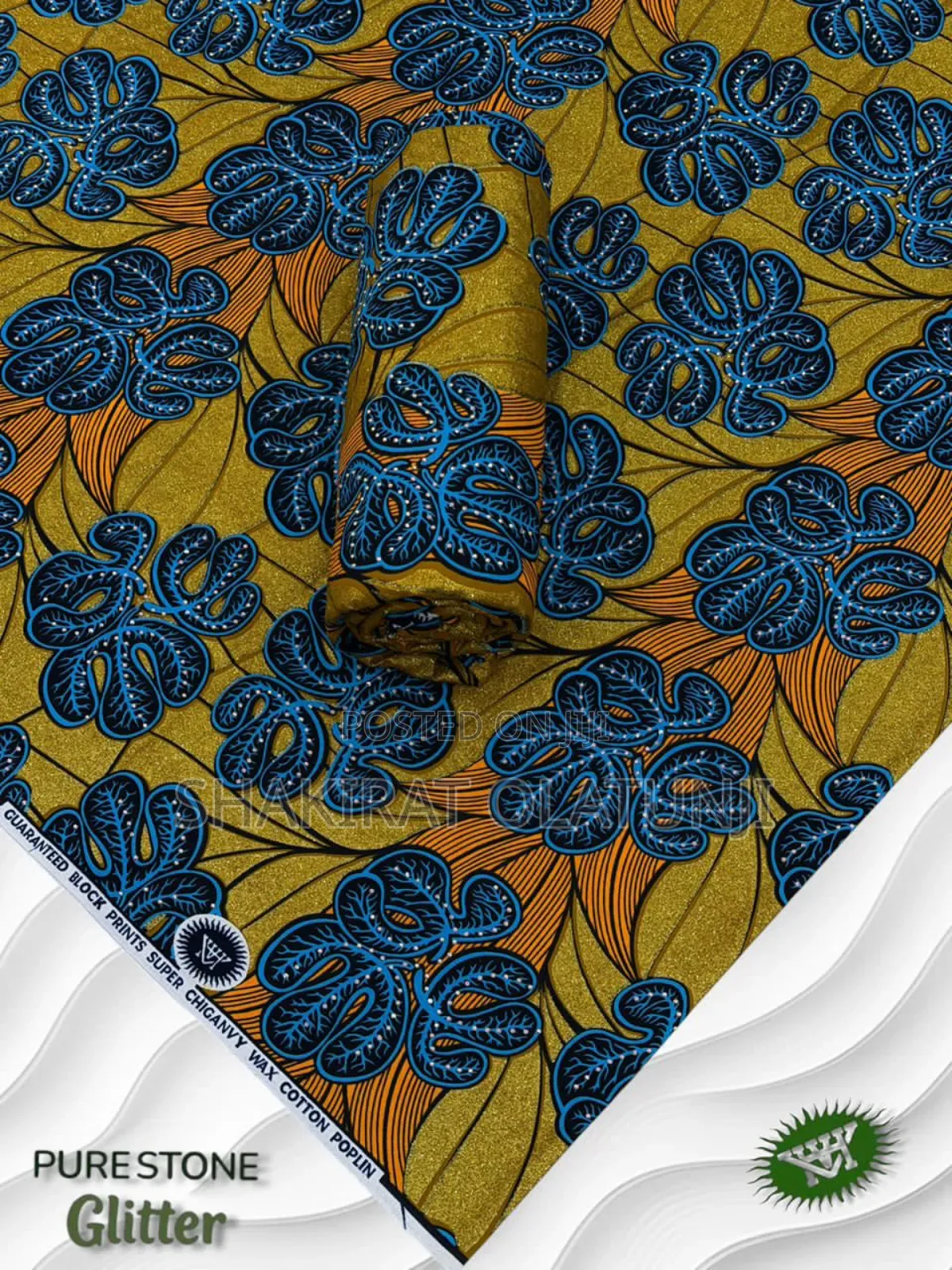 Quality Pure Stone Glitter Ankara #35000/6yards